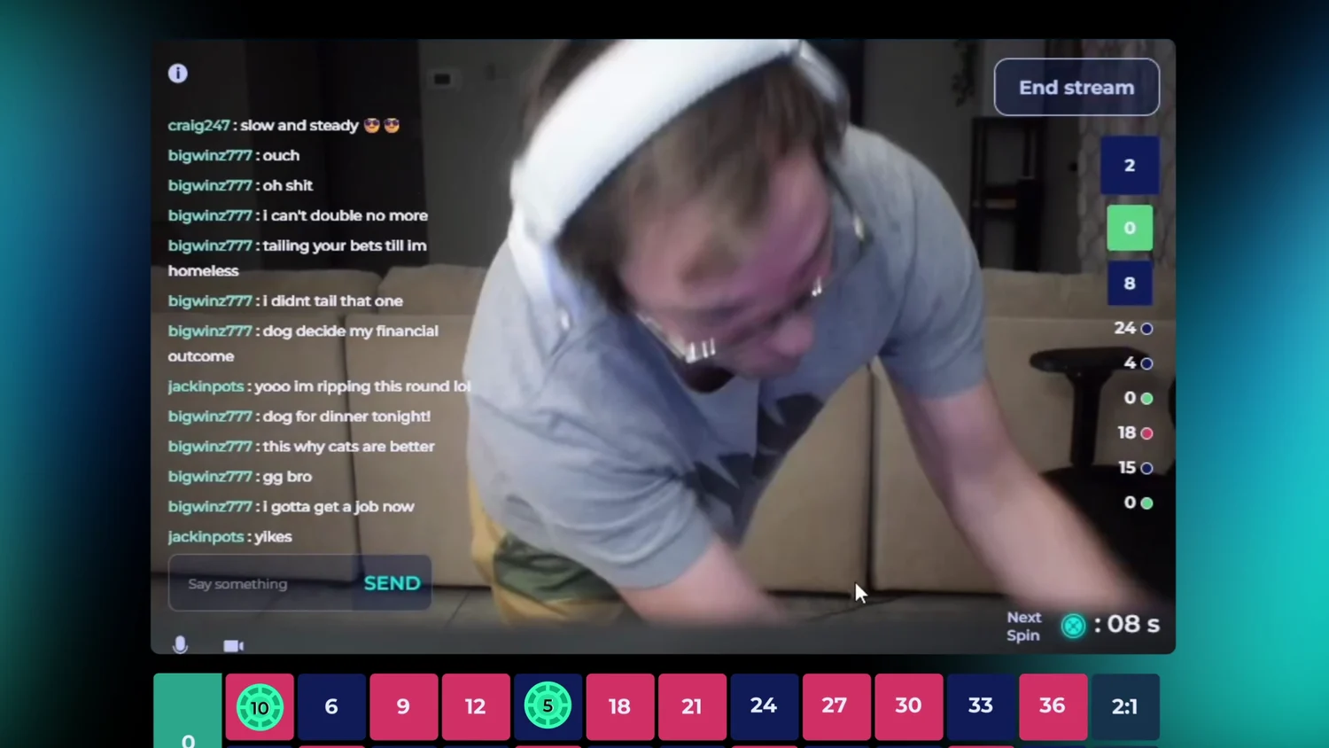 A streamer live on LiveChance with chat beside the stream